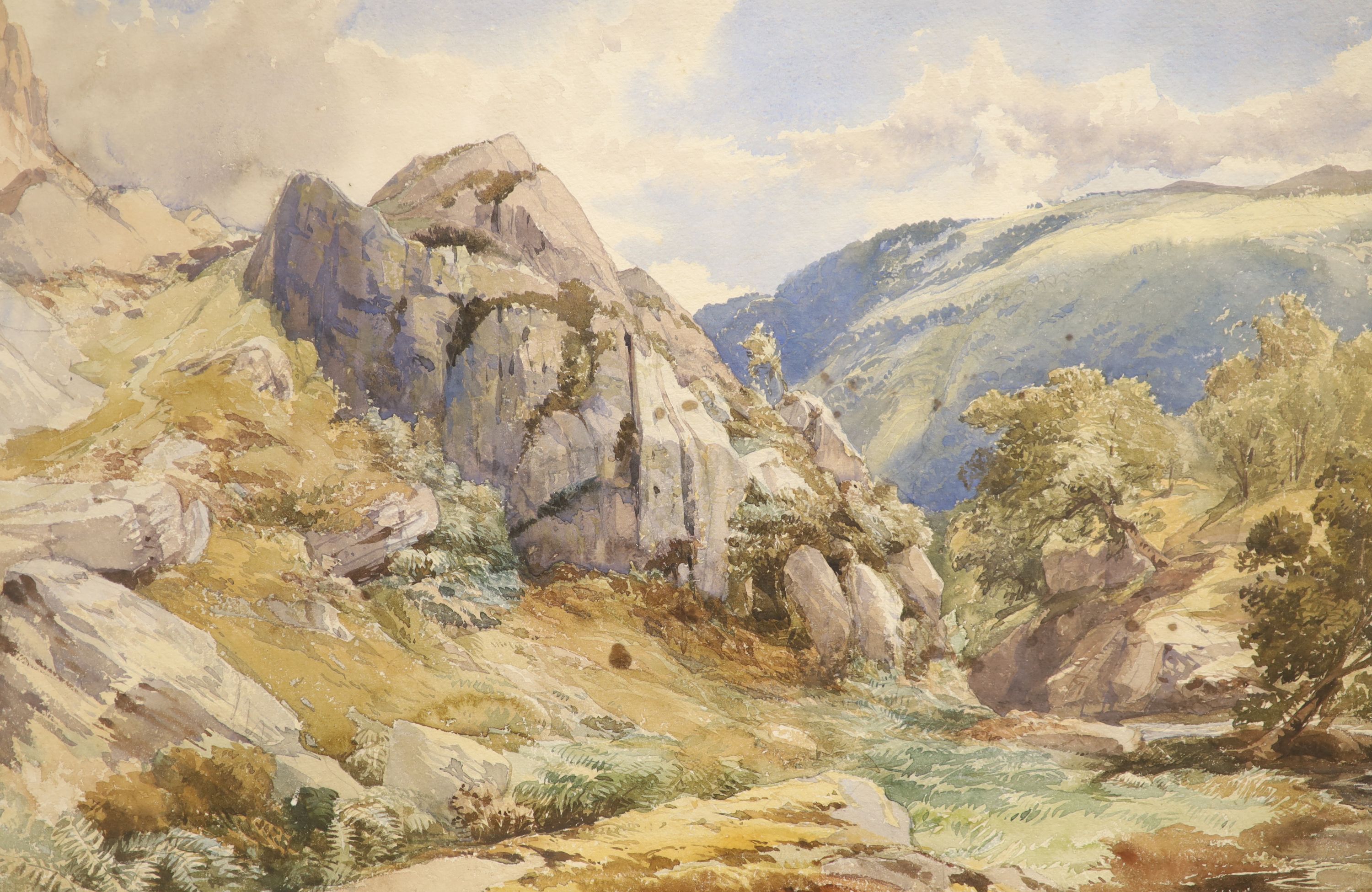 David Hall McKewan (1816-1873), pair of watercolours, A Valley in North Wales and a companion piece, 35 x 54cm